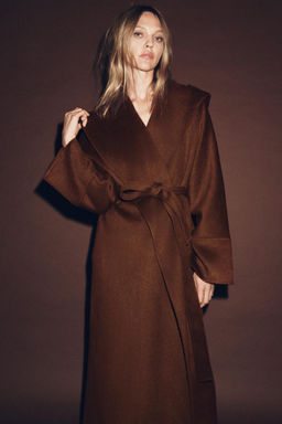 LONG BELTED COAT WITH WOOL ZW COLLECTION LIMITED EDITION