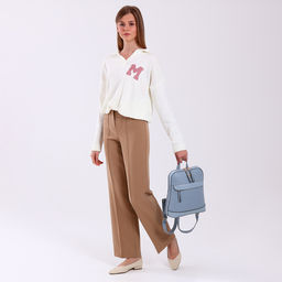 Рюкзак женский городской на молнии, 2 кармана, размер 11×29×31 см, голубой