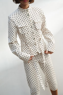 CHAQUETA CAMISERA LUNARES / Blanco / Negro - Zara фото 2
