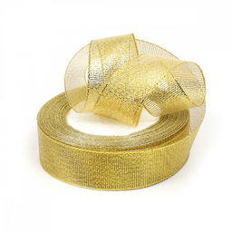 Лента парчовая 25мм упаковочная золото Magic4Hobby уп. 22,85м (1м)