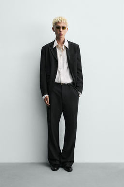 PANTAL?N TRAJE RELAXED FIT VISCOSA - LINO / Negro