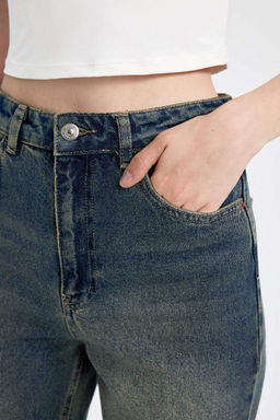 Широкие джинсовые брюки с высокой талией в стиле 90-х годов и потертыми брюками - Defacto фото 5