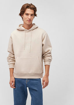 Kapusonlu Bej Sweatshirt - Mavi фото 2