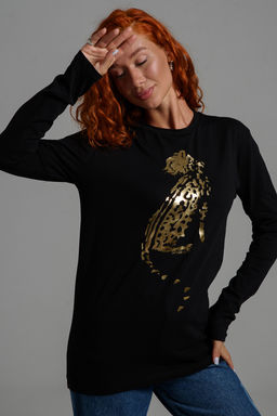 8544 Футболка с длинным рукавом женская (фольга)