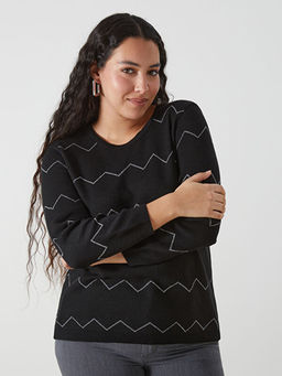 Bisiklet Yaka Desenli Kad?n Triko Kazak