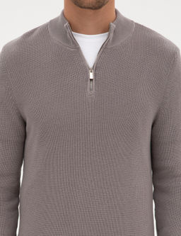 A__k Gri Melanj Slim Fit Dik Yaka Fermuarl_ Triko Kazak - Pierre cardin фото 6