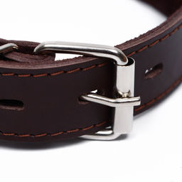 Ошейник кожаный двухслойный на замше, 2,5 см, ОШ 29-39, коричневый - Пижон фото 3