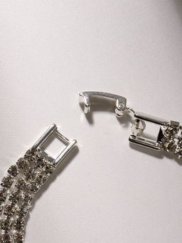 Браслет со стразами Лёд элегантность, 3 ряда, цвет белый в серебре, L=18 см