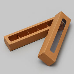 Коробка под 5 конфет с обечайкой, с окном, с тонкими разделителями, КРАФТ 21х5х3,3 см - UPAK LAND фото 4