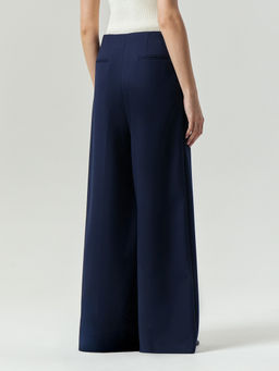 Брюки Emka широкого кроя тёмно-синий вискоза  фото 4