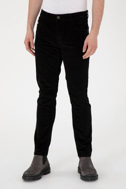Erkek Slim Fit Siyah Kanvas Pantolon