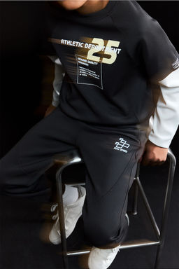 Oversize Geni_ Kal_p Bisiklet Yaka Bask_l_ Skuba Dalg__ Kuma_ Sweatshirt Erkek _ocuk - Defacto фото 4