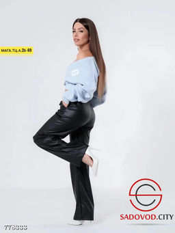 Женские кожаные брюки прямые - Bruno фото 4