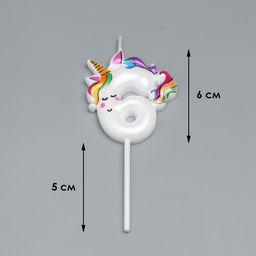 Цена за 2 шт. Свеча в торт «Единорог», цифра 6, 6 см