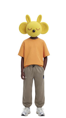 PANTAL?N FELPA BALLOON TEXTO / Beige