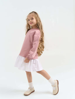 Платье с хлопковой юбкой "Дымчатая роза"