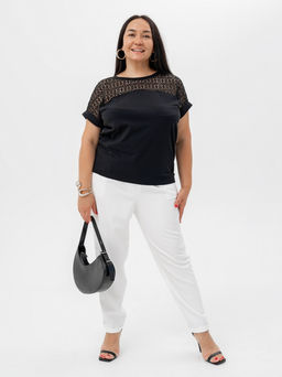 Футболкас КРУЖЕВОМ хлопок 95%, лайкра 5%,черная - Binita фото 2