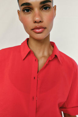 CAMISA FLUIDA MANGA CORTA / Rojo