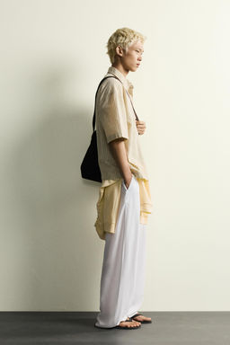 CAMISA BOXY FIT CUADROS / Blanco / Verde