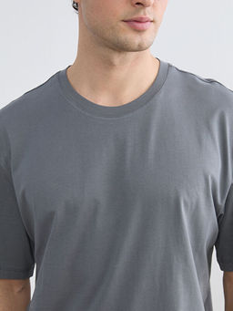 Bisiklet Yaka Bask?l? Penye Erkek Ti??rt