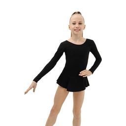 Купальник гимнастический Grace Dance, с юбкой, с длинным рукавом, р. 34, цвет чёрный  фото 3