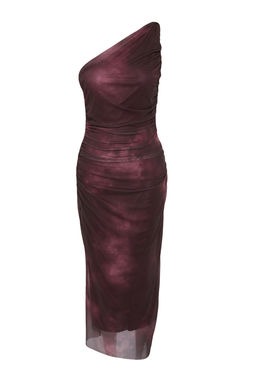 TRENDYOLMILLA Turuncu Tek Kol Vucuda Oturan Aksesuar Detayl? Tul Esnek Orme Midi Kalem Elbise TWOSS24EL00174 фото 11