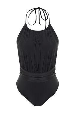 Siyah Halter Yaka Buzgulu High Leg Mayo TBESS23MA00026