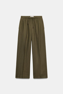 PANTAL?N RECTO CON LINO / Khaki - Zara фото 7