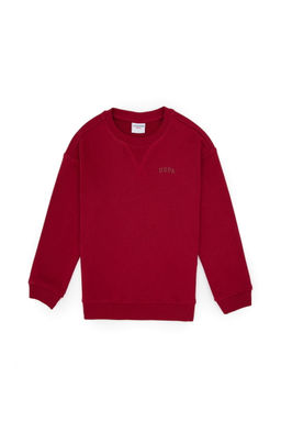 Erkek _ocuk Koyu Frambuaz Bisiklet Yaka Basic Sweatshirt