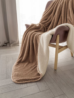 Плед с шерпой 150x200 бежевый