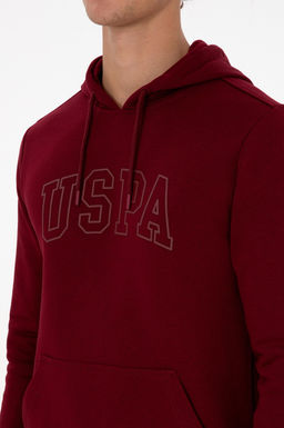 Erkek Regular Fit Kap__onlu Bordo Basic Sweatshirt Sepette S_rpriz _ndirim