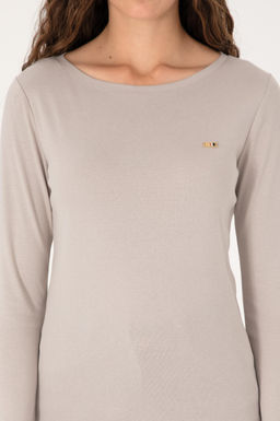 Kad_n Ta_ Slim Bisiklet Yaka Basic Sweatsh_rt