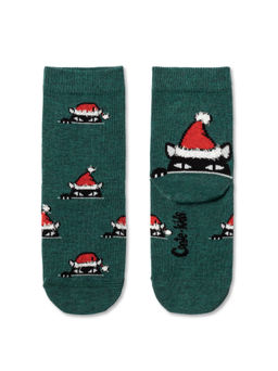 Цена за 2 пары CONTE-KIDS Новогодние носки с пушистой нитью Xmas cat т.бирюзовый