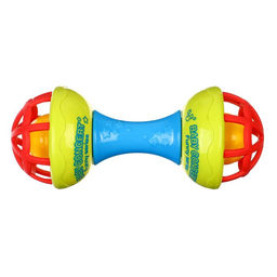 Погремушка с прорезывателем Крошка Я «Гантелька яркая», с эластичными элементами, от 3 мес.