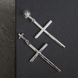 Серьги металл Крестики дуэт, цвет серебро - Queen fair фото 4