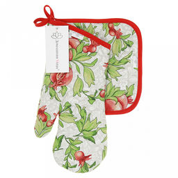 Кухонный комплект "Гранат К": прихватка-варежка 15х30см + прихватка 20х20см, хлопок "Премиум" 191г/м2 - хлопок 100%, наполнитель - ватин 280гр/м2, "Домашняя мода" (Россия)