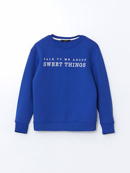 Bisiklet Yaka Bask?l? K?z ?ocuk Sweatshirt