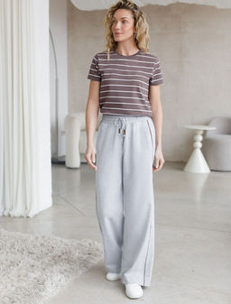 Брюки с лампасами и разрезами из эластичного футера двухнитки без начеса - Vilatte фото 5