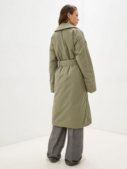 Объемное утепленное пальто запашного кроя - Incity фото 11