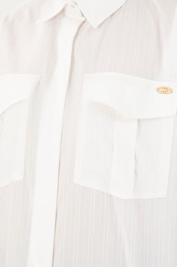 Женская рубашка с длинным рукавом цвета экрю - U.s. polo assn фото 7