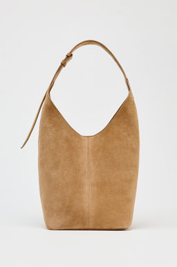 LEATHER MAXI BUCKET BAG WITH HANDLE DETAIL - Zara фото 4
