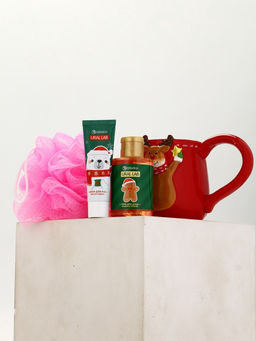 Подарочный набор новогодний Олень, гель для душа, кружка, мочалка и крем для рук, URAL LAB