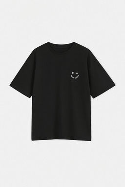 Siyah Oversize/Genis Kesim Slogan Nak?sl? %100 Pamuk T-Shirt TMNSS26TS00048