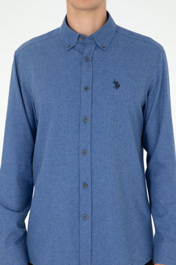 Мужская базовая рубашка цвета индиго с длинным рукавом - U.s. polo assn фото 6