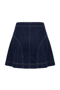 Koyu Mavi Volanl_ Diki_ Detayl_ Mini Denim Etek TWOAW27ET00023 - Trendyolmilla фото 7