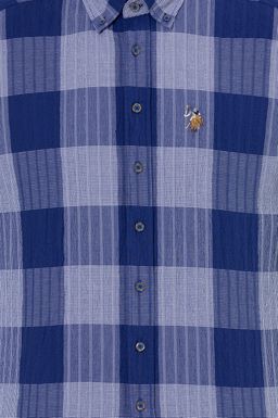 U. S. Polo Assn / Мужская синяя рубашка в клетку - U.s. polo assn фото 6