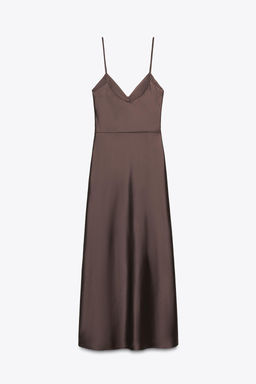 GATHERED SATIN MIDI DRESS - Zara фото 6