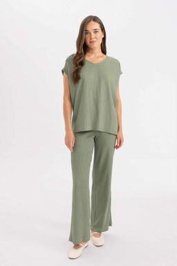 Burumcuk Pantolon Wide Leg Genis Bol Paca Esnek Belli - Defacto фото 3