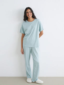 Bisiklet Yaka Puantiyeli Kad?n Pijama Tak?m