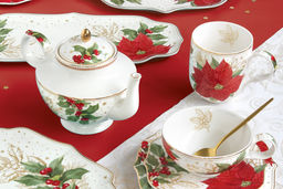 Чашка с блюдцем Пуансеттия и ягоды, 0,12 л - Easy life фото 4